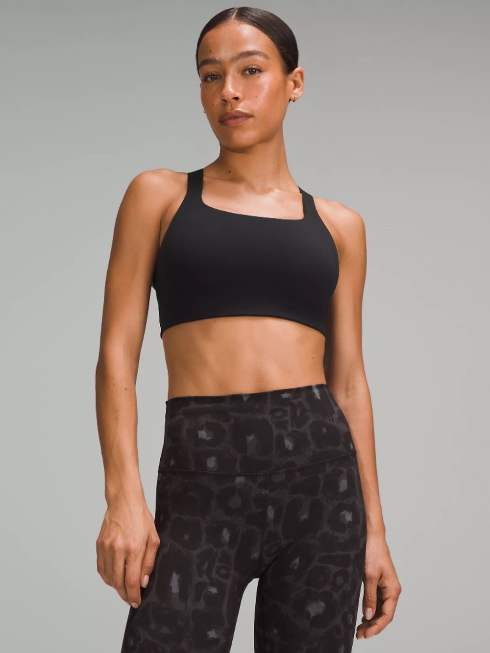 Ultralu Square-Neck Workout Bra Black size 10 D/DD NWT